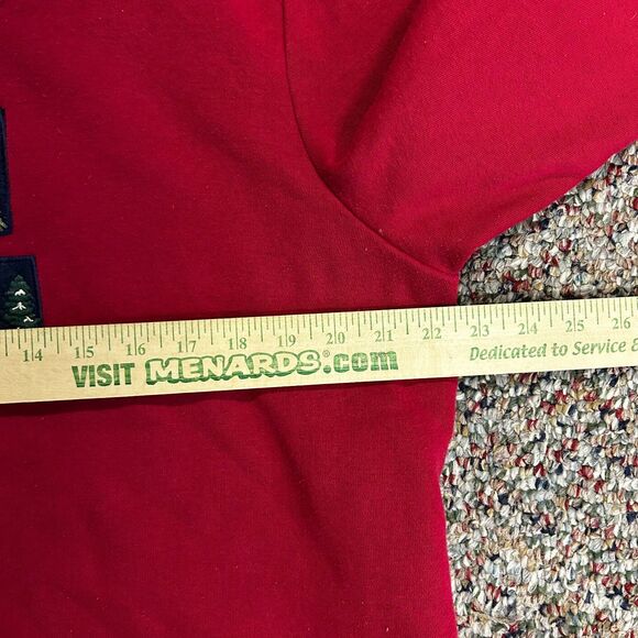 Vintage Breckenridge Deep Red Winter Cabin Scene Shawl Collar LS Sweatshirt XL - Picture 12 of 13